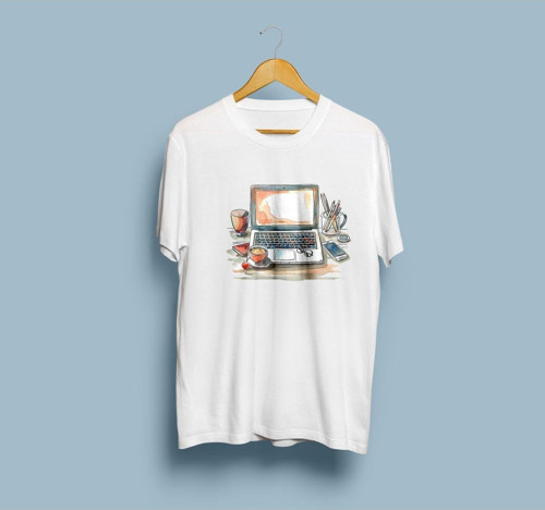 Oversize Kahve / Cep telefonu / Laptop tasarım unisex T-shirt