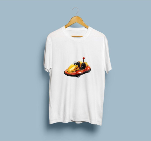 Oversize İki kişilik çarpışan Araba tasarım unisex T-shirt