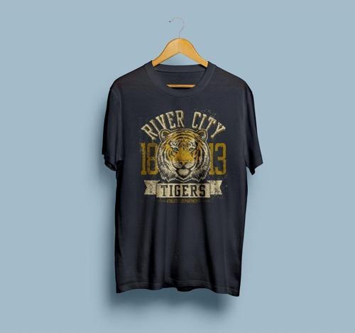 Oversize River City Tiger Tasarım Unisex T-shirt