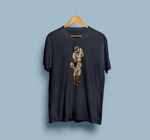 Oversize İtalyan Askeri Baskılı Unisex T-Shirt