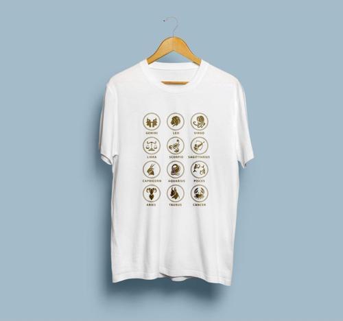 Oversize Burçlar Baskılı Tasarım Unisex T-shirt