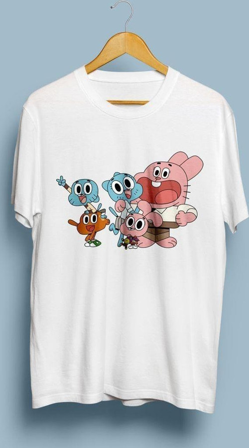 Oversize Gumball Ailesi / Karakterler Baskılı Unisex T-shirt