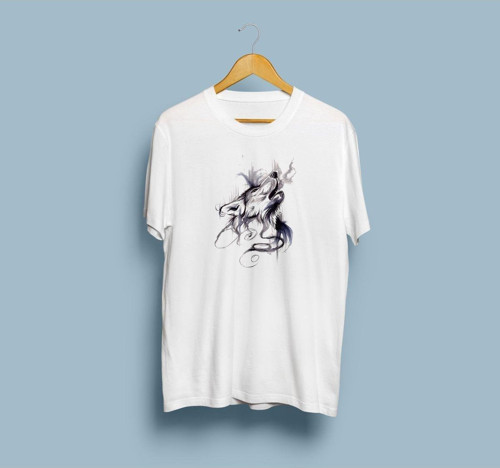 Oversize 3D Kurt Kafası Baskılı Unisex T-shirt