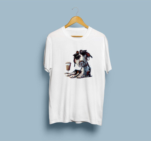 Oversize Köpek Gözlük ve Milkshake Tasarım unisex t-shirt