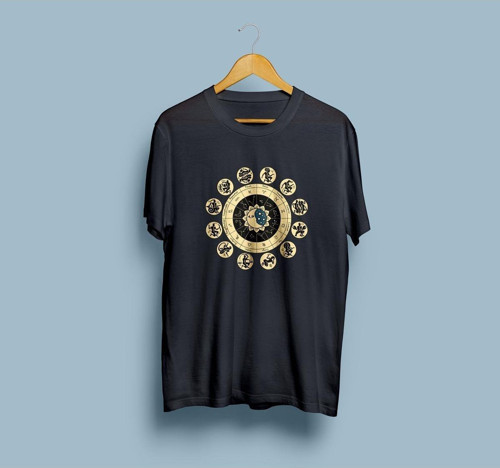 Oversize Astroloji Baskılı Unisex T-shirt