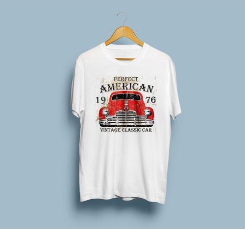 Oversize Vintage Classic Car Tasarım Unisex T-shirt