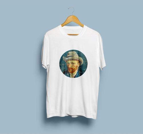 Oversize Van Gogh Şapkalı Portre Tasarım Unisex T-shirt