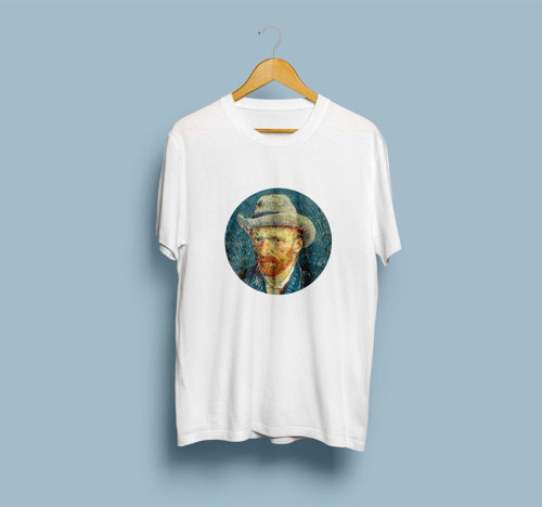 Oversize Van Gogh Şapkalı Portre Tasarım Unisex T-shirt