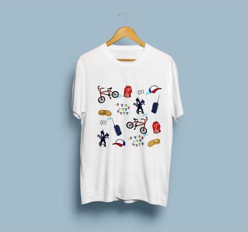 Oversize Stranger Things Eşyalar Baskılı Unisex T-shirt