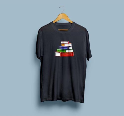 Oversize Kitaplar Baskılı Unisex T-shirt