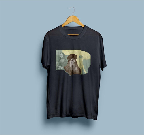 Oversize Leoanardo da Vinci Tasarım Unisex T-shirt