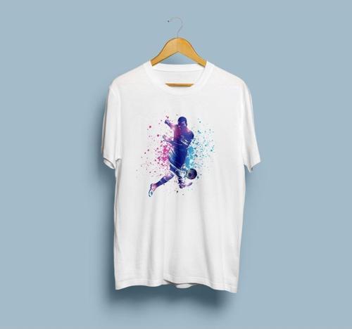 Oversize Dijital Tasarım Futbolcu Baskılı Unisex T-shirt