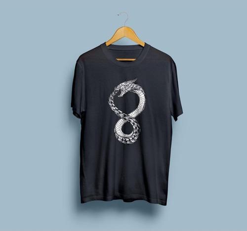 Oversize Altered Carbon Dragon Baskılı Unisex T-shirt