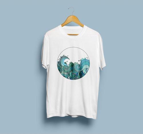 Oversize Dalgalar Tasarım Unisex T-shirt