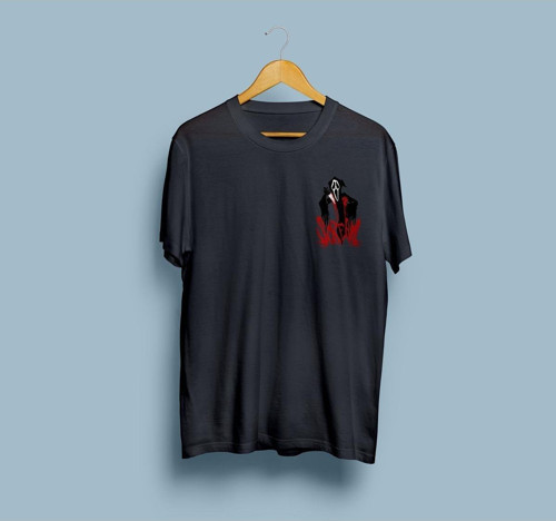 Oversize Scream Yazılı Ghostface Tasarım Unisex T-shirt