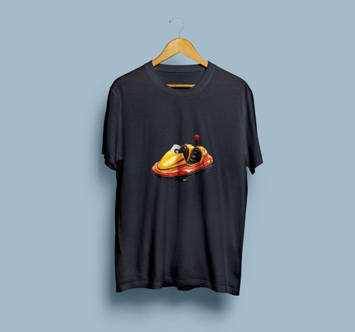 Oversize İki kişilik çarpışan Araba tasarım unisex T-shirt