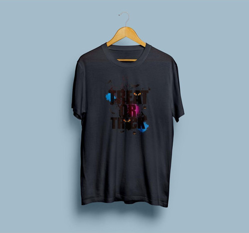 Oversize Treat or Trick Yazısı Tasarım Unisex T-shirt