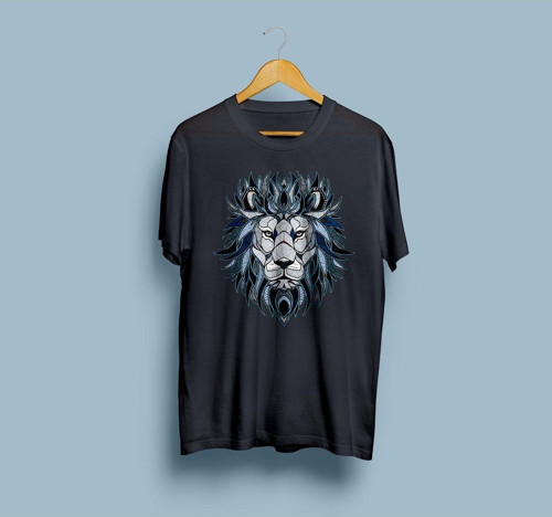 Oversize Etnik Desenli Aslan Tasarım Unisex T-shirt