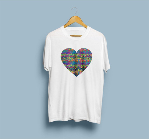 Oversize Confetti Heart Tasarım Unisex T-shirt