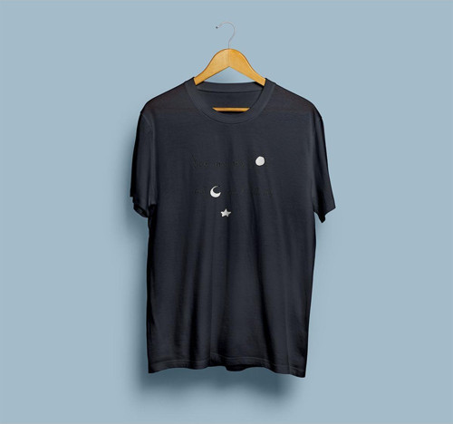 Oversize Güneş Ay Yıldız temalı Yazı Tasarım Unisex T-shirt