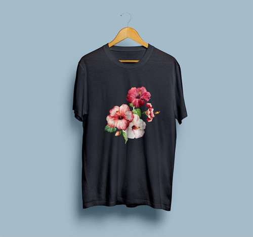 Oversize Hibiscus Flowers Tasarım Unisex T-shirt