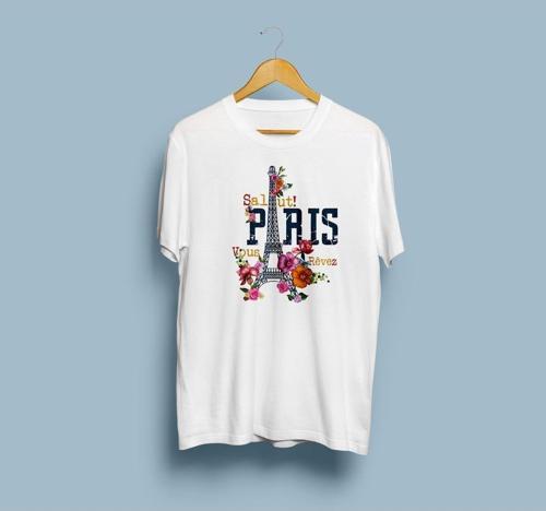 Oversize Paris Yazılı Eyfel Kulesi 2 Baskılı Tasarım Unisex T-shirt