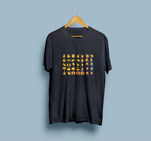 Oversize Emojiler Baskılı Unisex T-shirt