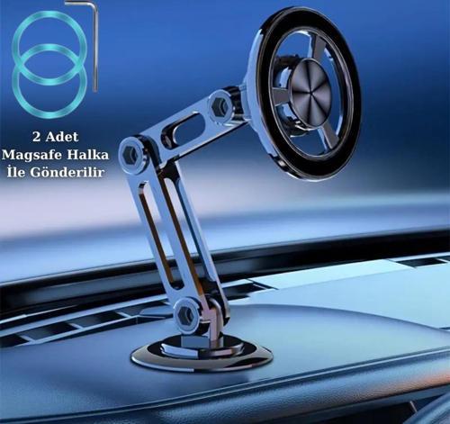 Güçlü Metal Magsafe Uyumlu 360 ° Dönebilen Araç İçi Telefon Tutucu Masaüstü Telefon Tutucu Stand
