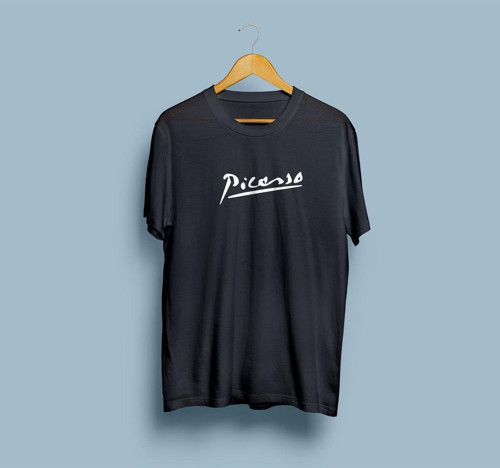 Oversize Picasso Yazı Baskılı Unisex T-shirt