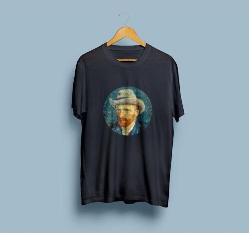 Oversize Van Gogh Şapkalı Portre Tasarım Unisex T-shirt