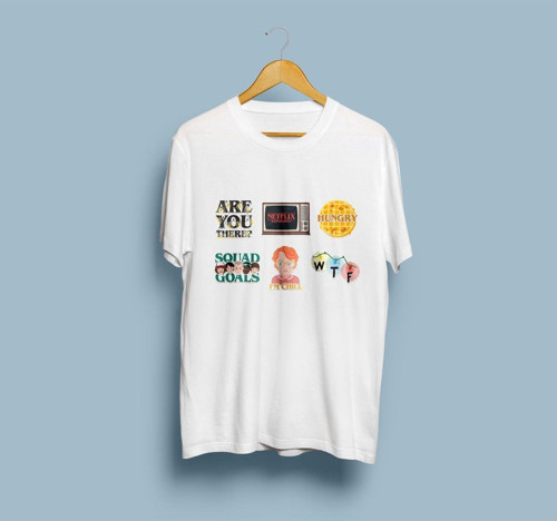 Oversize Çıkartmalar Tasarım Unisex T-shirt