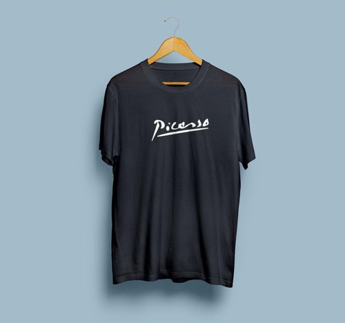Oversize Picasso Yazı Baskılı Unisex T-shirt