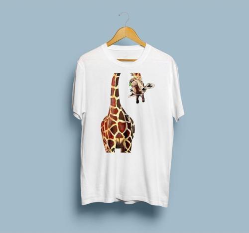 Oversize Zürafa Tasarım Unisex T-shirt