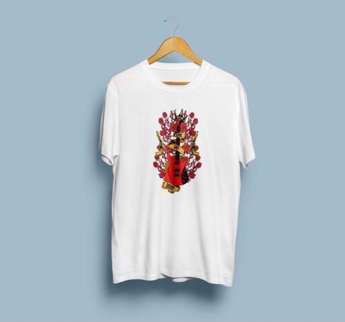 Oversize Guns And Roses Gitar Tasarım Unisex T-shirt