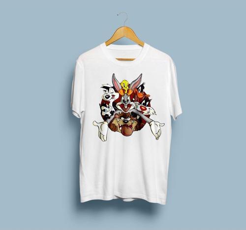 Oversize Looney Tunes Baskılı Tasarım Unisex T-shirt