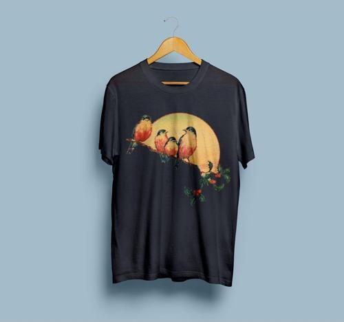 Oversize Kuşlar Tasarım Unisex T-shirt