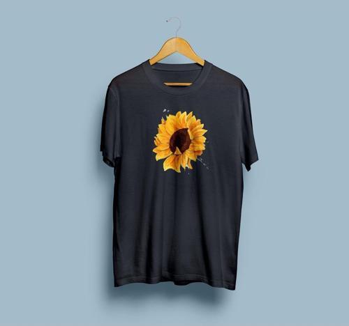 Oversize Ayçiçeği Baskılı Unisex T-shirt