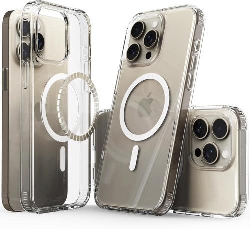 iPhone 15 Pro Uyumlu Kamera Korumalı Magsafe Wireless Şarj Özellikli Şeffaf Silikon Kılıf