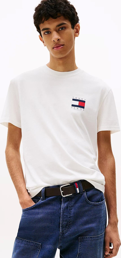 TJM REG FLAG GRAPH BCKPRNT T EXT Erkek Beyaz T-shirt DM0DM21910YBL