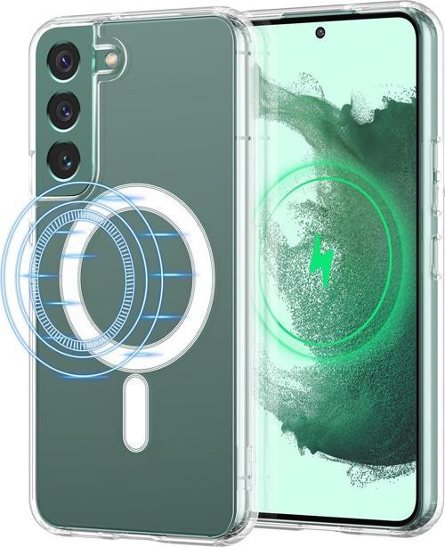 Samsung Galaxy S22 Plus Uyumlu Kamera Korumalı Magsafe Wireless Şarj Özellikli Şeffaf Silikon Kılıf