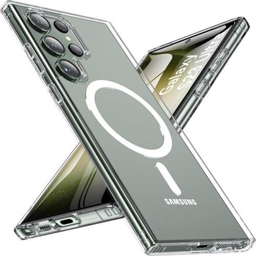 Samsung Galaxy S23 Ultra Uyumlu Kamera Korumalı Magsafe Wireless Şarj Özellikli Şeffaf Silikon Kılıf