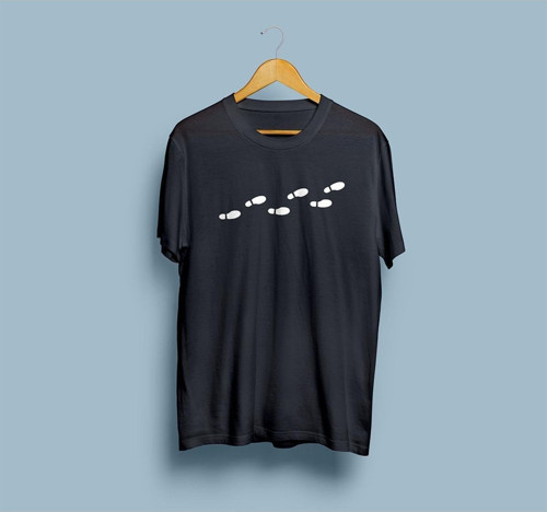 Oversize Ayak İzi Baskılı Tasarım Unisex T-shirt