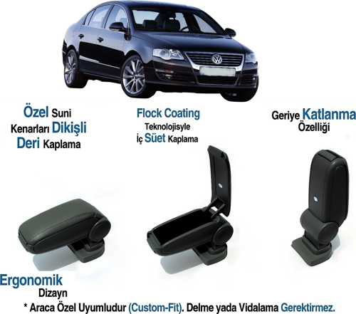  PASSAT B6 ARACA ÖZEL KOL DAYAMA VİDASIZ KOLÇAK  2006 2007 2008 2009 2010