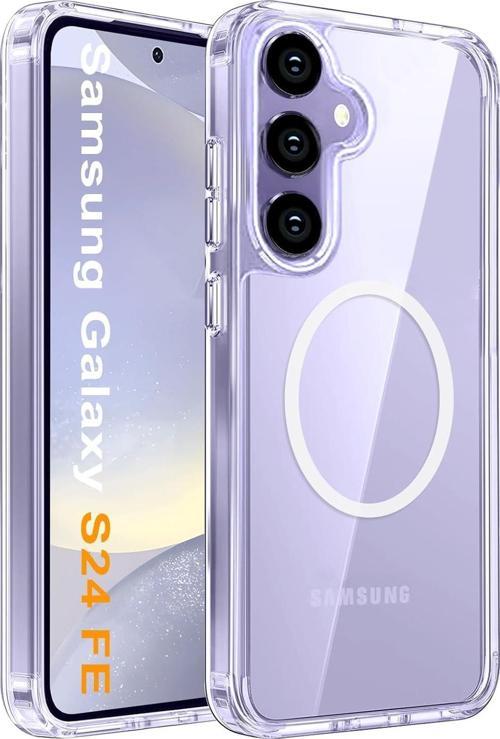 Samsung Galaxy S24 FE Uyumlu Kamera Korumalı Magsafe Wireless Şarj Özellikli Şeffaf Silikon Kılıf