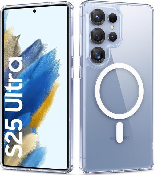 Samsung Galaxy S25 Ultra Uyumlu Kamera Korumalı Magsafe Wireless Şarj Özellikli Şeffaf Silikon Kılıf