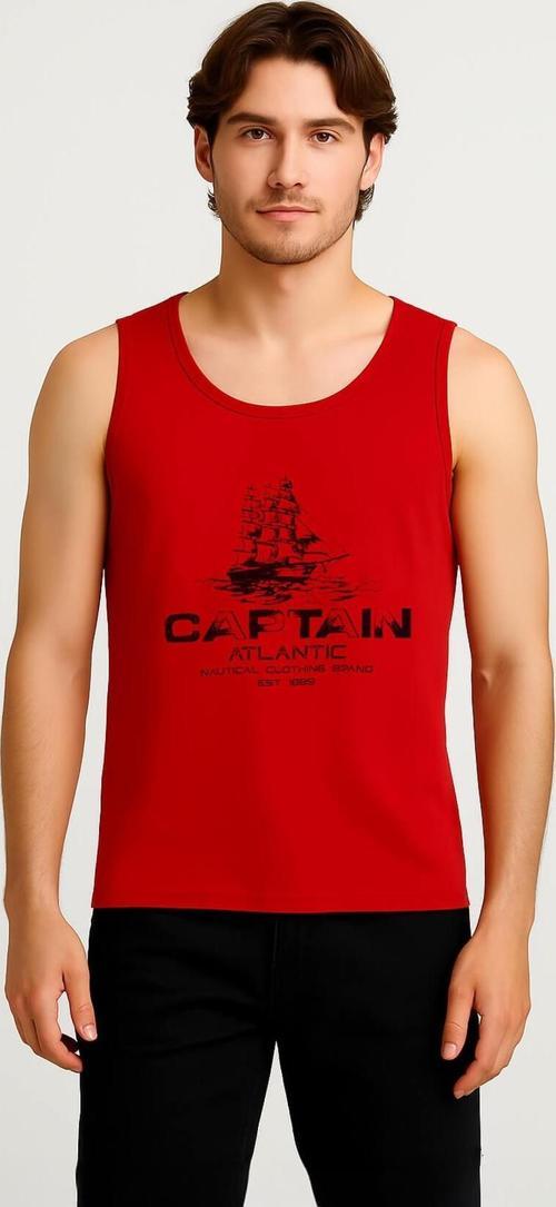 Erkek Kaptan Baskılı %100 Pamuk Kolsuz T-shirt