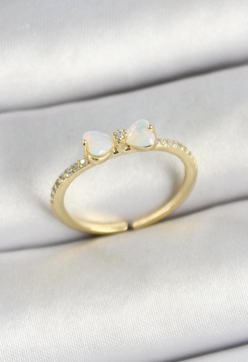 Pirinç Fiyonk Figürlü Zirkon Taşlı Gold Renk Ayarlanabilir Kadın Yüzük - EBJ250530W34363