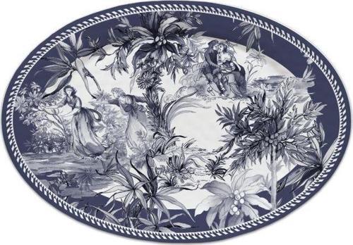 Versailles Oval Melamin Servis Tabağı 50x35 cm Mavi   SER1.VER01