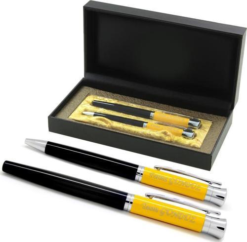 Kişiye Özel Roller Siyah Kırmızı Mürekkep Tükenmez Kalem Seti