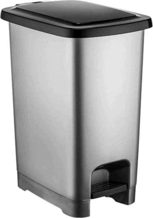 Metalik Gri Slim Pedallı Çöp Kovası 60 Lt